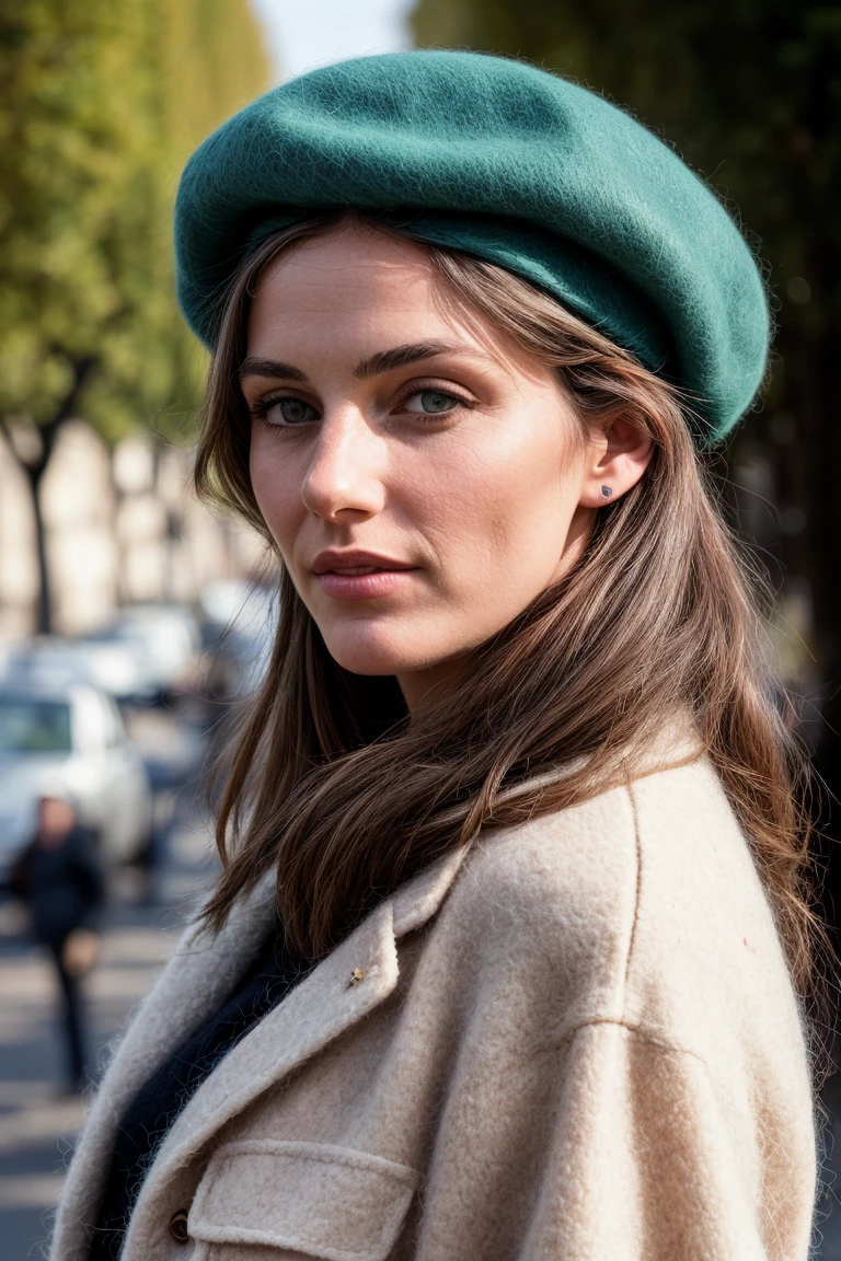 (masterpiece, photorealistic, raw,:1.4), (extremely low angle of stunning 25 year old woman wearing a beret and mohair jacket in 1969 Paris, looking away from camera, portrait taken by David Lazar, portrait by Joel Santos, Portrait by Steve McCurry :1.2), close up, cinematic light, sidelighting, ultra high res, best shadow, RAW, upper body, old man, wearing pullover