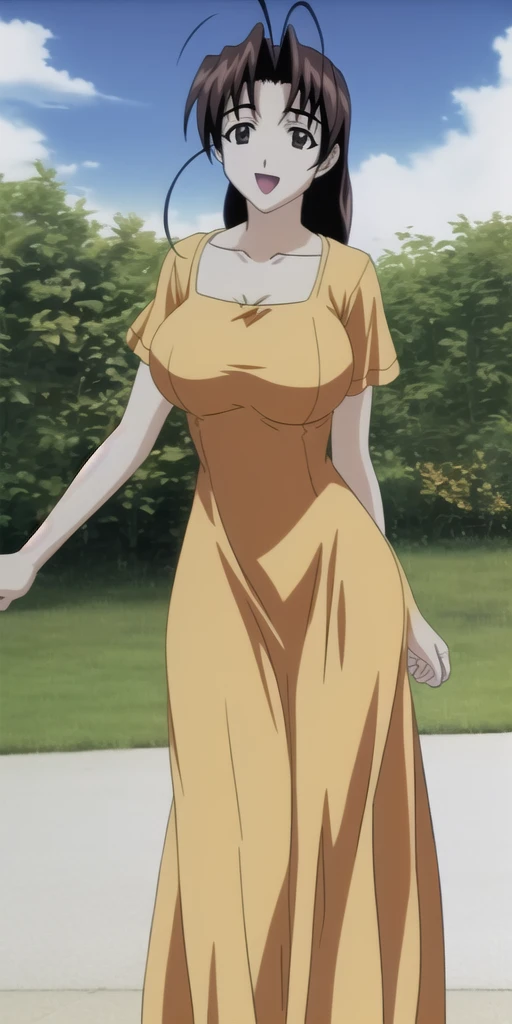 masterpiece, best_quality, highres, <lora:LHMutsumiOtohime:0.7> LHMutsumiOtohime, solo, standing, large_breasts, YellowOrangeDress