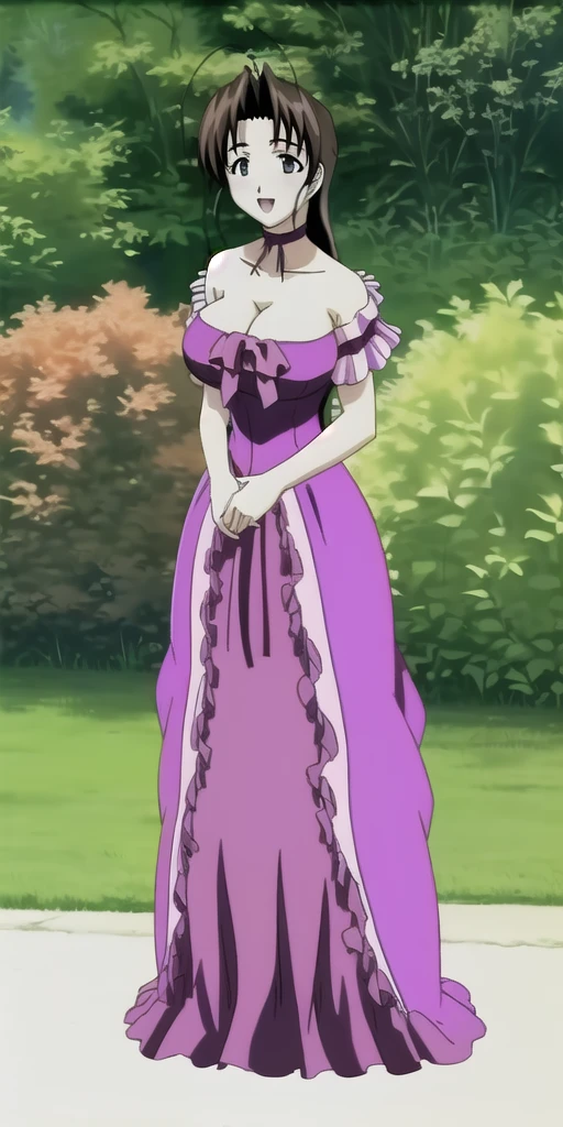 masterpiece, best_quality, highres, <lora:LHMutsumiOtohime:0.7> LHMutsumiOtohime, solo, standing, large_breasts, PurplePartyDress