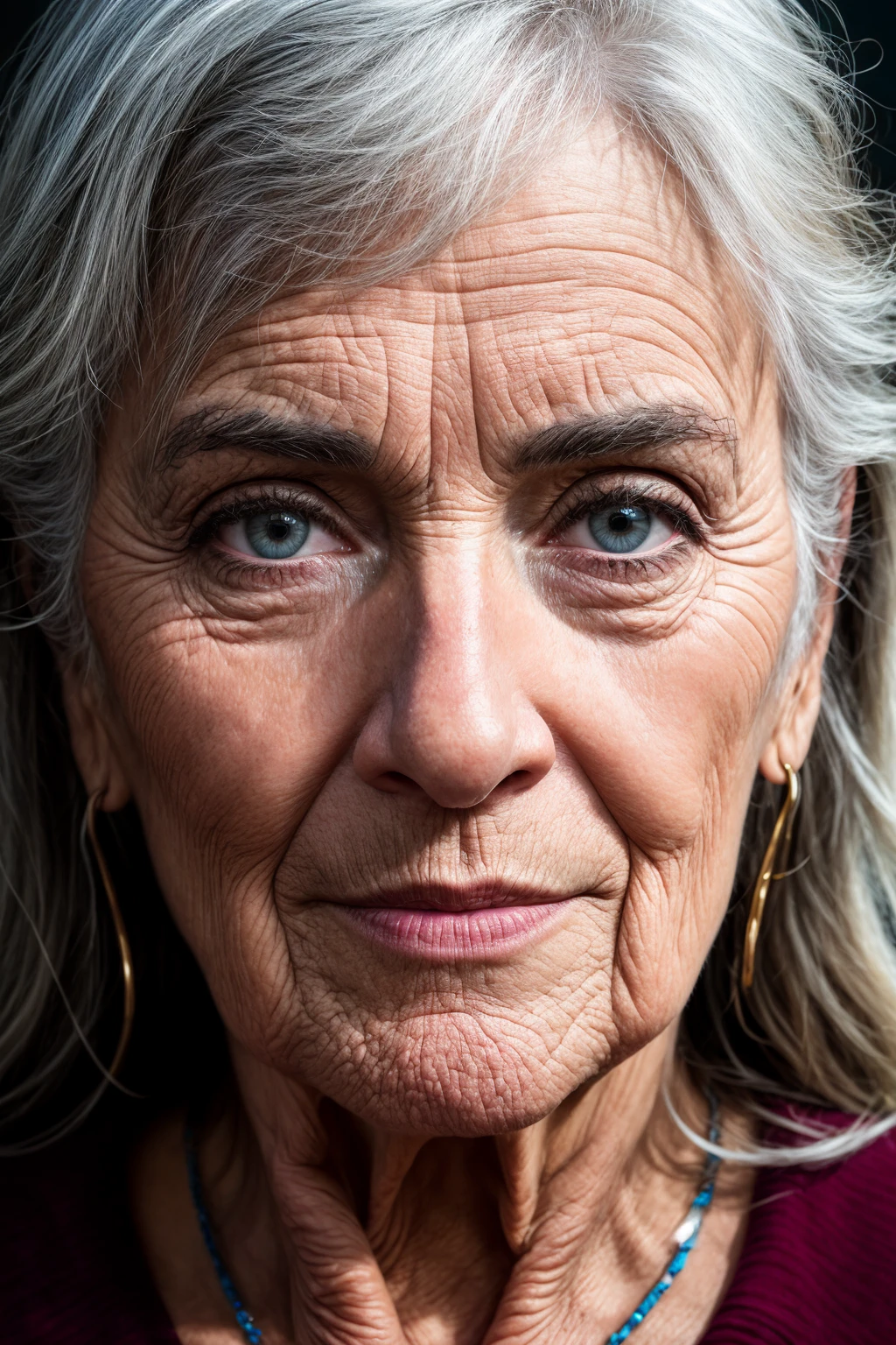 a close up photograph of a beautiful older woman, award winning photo, best quality, portrait, by lee jeffries ,nikon d850 ,film ,stock photograph, kodak 400, f1.6 lens ,(rich colors:1.1) ,hyper realistic, lifelike texture, natural lighting unreal engine, cinestill 800, (100mm lens)