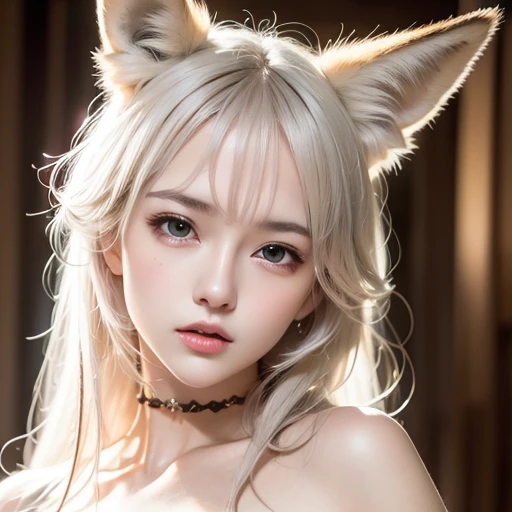 face lighting,bright backlight,medium breasts,super high resolution,best quality,Photos,4k,(Realistic:1.2),1girl,(white hair:1),<lora:hunuan_021:0.7>,fox ears,<lora:TWGirlInRedDudou:0.5>,