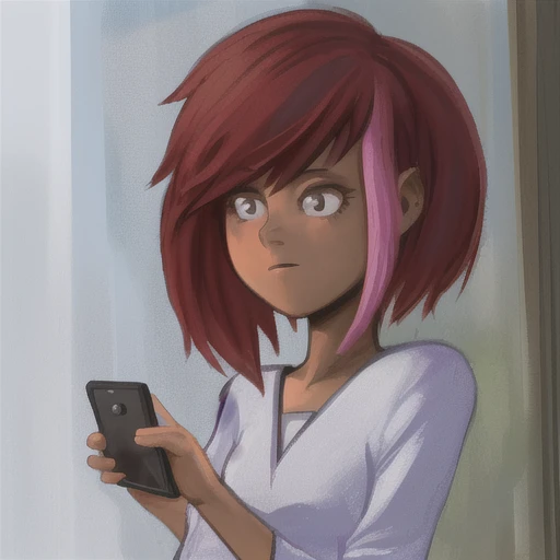 <lora:tambry-08:0.9>,1girl,solo,holding phone,tambry,