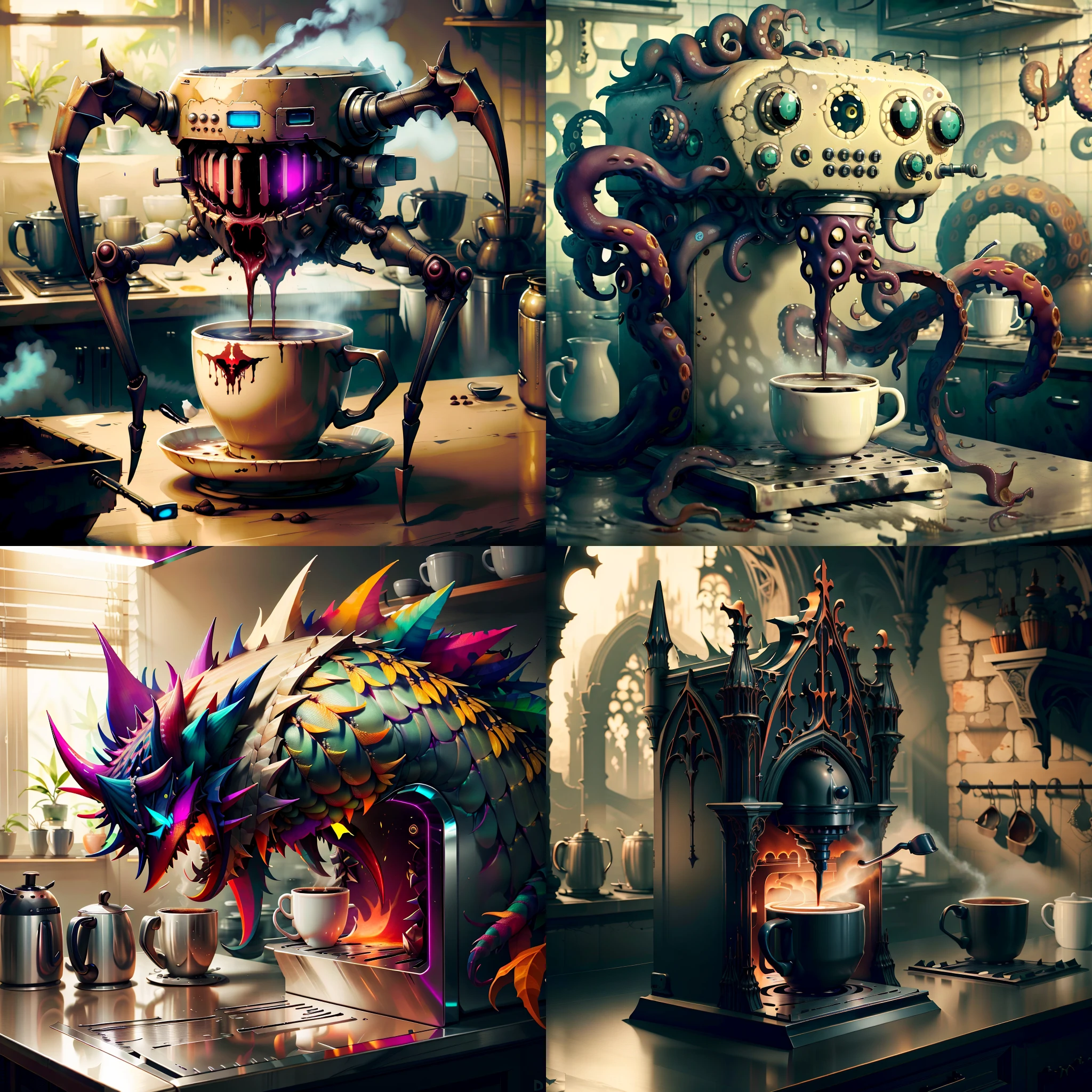 <lyco:HorrorBundleAIV4:0.9> demonmawAI ,NightmarishAI coffee machine