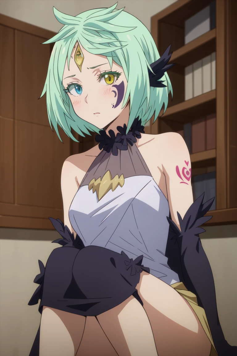 MjurranDV
((best quality)), ((masterpiece)), (detailed) 1girl
(interview:1.3) upper_body
<lora:MjurranDVv1:0.83>
blurry, blurry_background, blurry_foreground, bookshelf, circlet, depth_of_field, facial_mark, fur_trim, green_eyes, green_hair, heterochromia, indoors, looking_at_viewer, short_hair, solo, tattoo,
drawing of a girl sitting on the ground with her head down and her hands on her knees, Clarice Beckett, girl, a manga drawing, stuckism