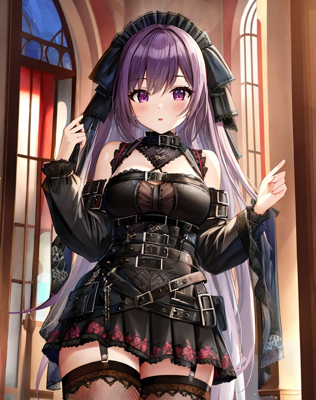 4K, Masterpiece, highres, absurdres,
[(GothGal|Garterbelt)::0.5], woman wearing a garterbelt, leather, multiple straps, skull print, GothGal_embroidery
<lora:edgGothGB:0.85>