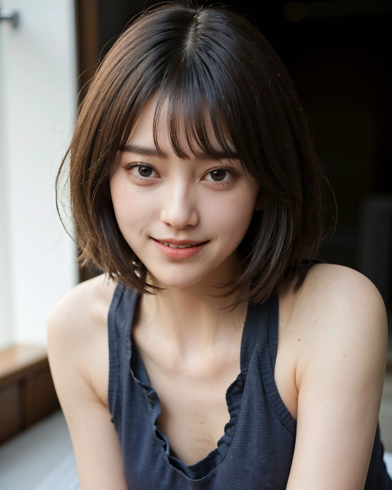 <lora:zyd232_ChineseGirl_v4_2:0.7> zydG, 1girl, detailed skin, looking at viewer, brown eyes, (short hair with bangs:1.2), (large breasts:1.0), (large areolae:0.8), light smile, (face focus:1.4), close shot, 
(photorealistic:1.4), (best quality:1.0), (ultra highres:1.0), 8k, RAW photo, (masterpiece:0.2), (sportswear:1.5), portrait, 
(pureerosface_v1:0.5)