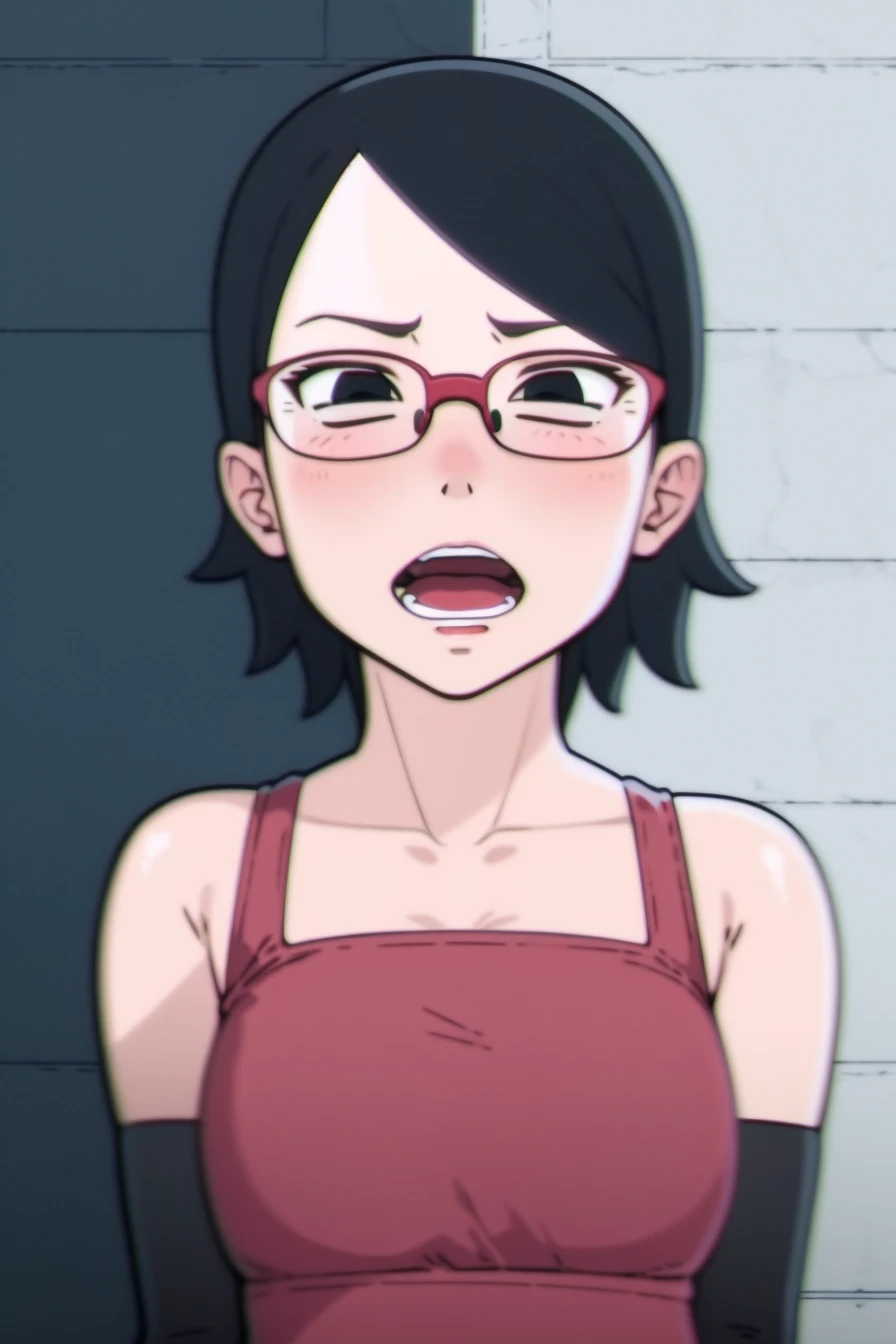 masterpiece, highest quality, best quality, 1girl, solo, looking at viewer,
uchiha sarada, bare shoulders, black eyes, black hair, blush, glasses, open mouth, short hair, <lora:my_UchihaSarada_v2:0.5>
LS, CHROMATIC ABERRATION, <lyco:lazy_square_v5-000015:0.8>