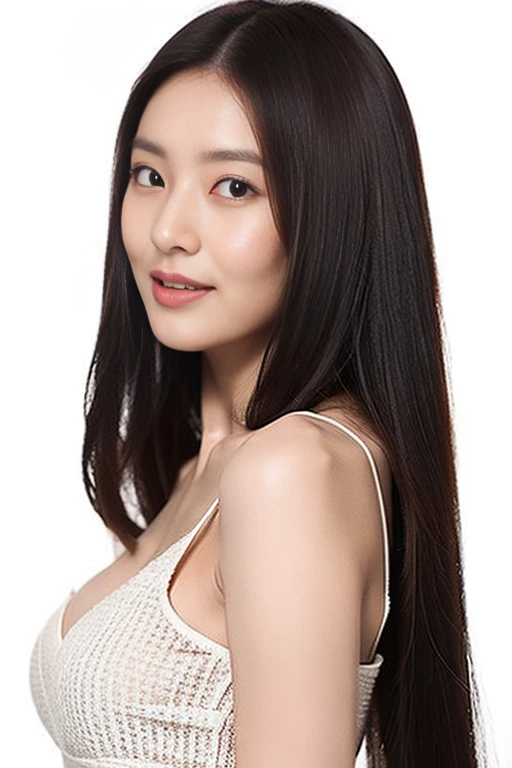 Anya01 and <lyco:Anya01V30:0.6>,(A young 20 year old Chinese woman in a beautifully designed dress:1.2),(Detailed face),(She looks at the camera with a natural smile),she has symmetrical eyes.(aegyo sal),she has pale skin,black long hair,(front view,upper body,medium close shot,standing),(cleavage visible),small breasts,(Detailed skin texture, detailed skin pores),(She is standing and posing for a photo),high skin detail,(photorealistic,Realistic,masterpiece, best quality),raw photo,(simple background:1.2),(White background:1.2),indoor,(sfw:1.2)