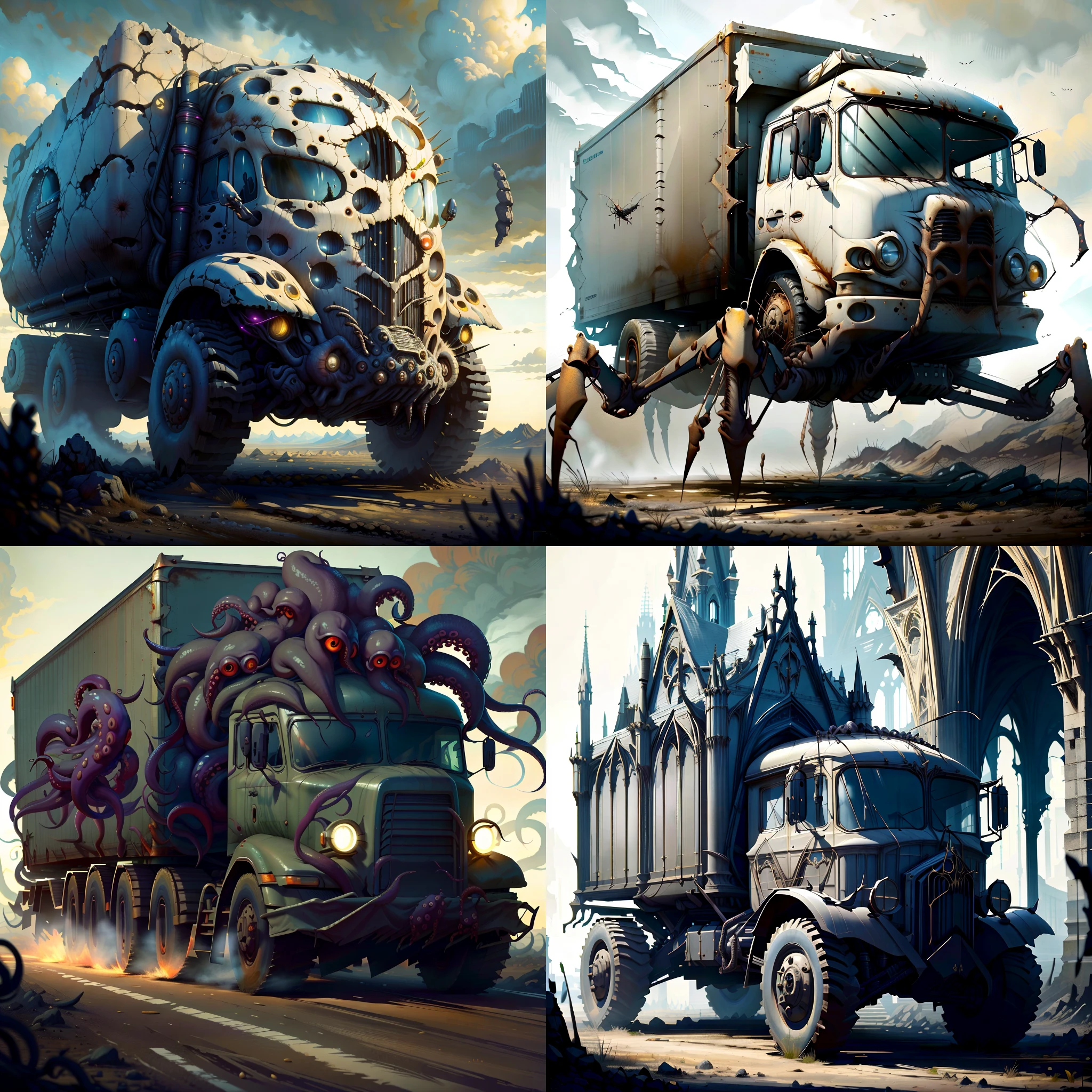 <lyco:HorrorBundleAIV4:0.9> TrypophobiaAI ,NightmarishAI truck