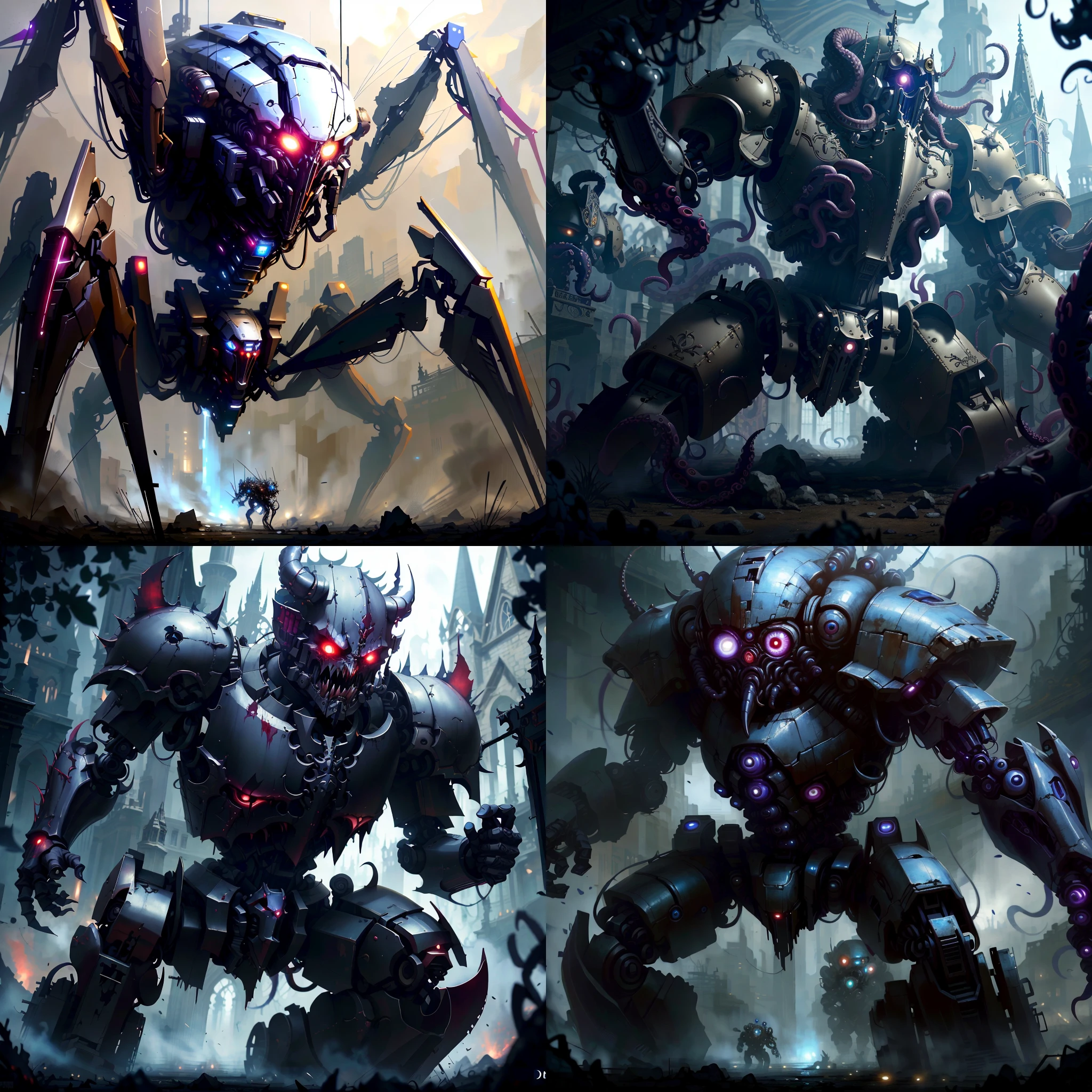 <lyco:HorrorBundleAI:0.9> gothichorrorAI ,demonmawAI  battle mech