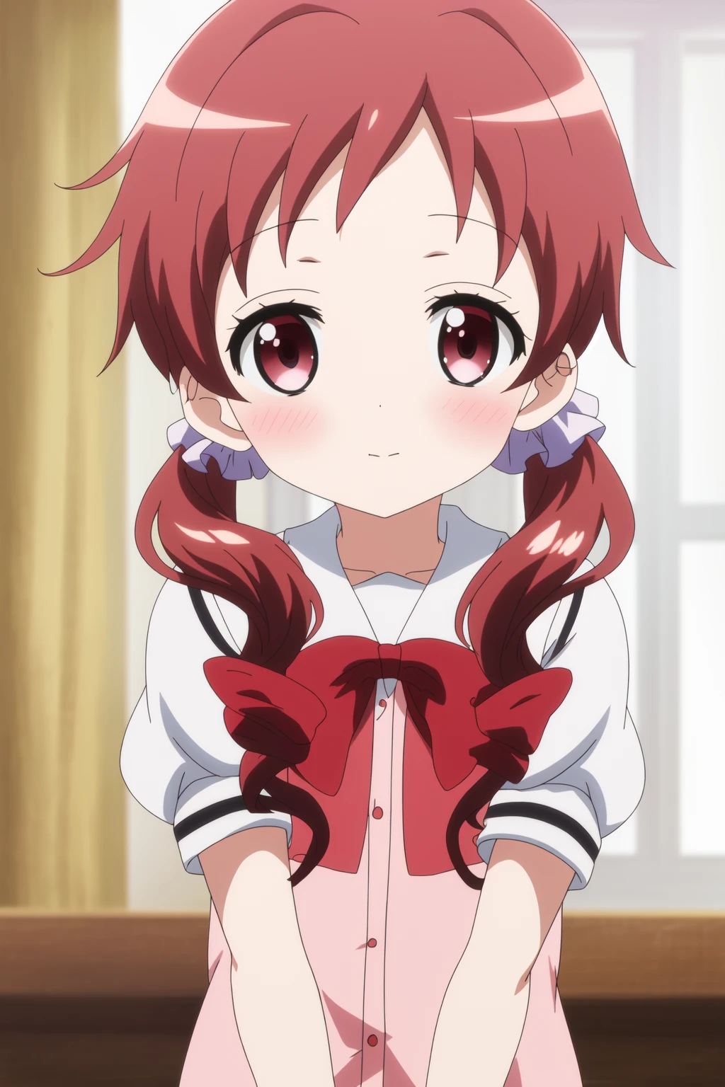 natsu megumi, 8K, masterpiece, disorganized, anime,(Cute red maid outfit),