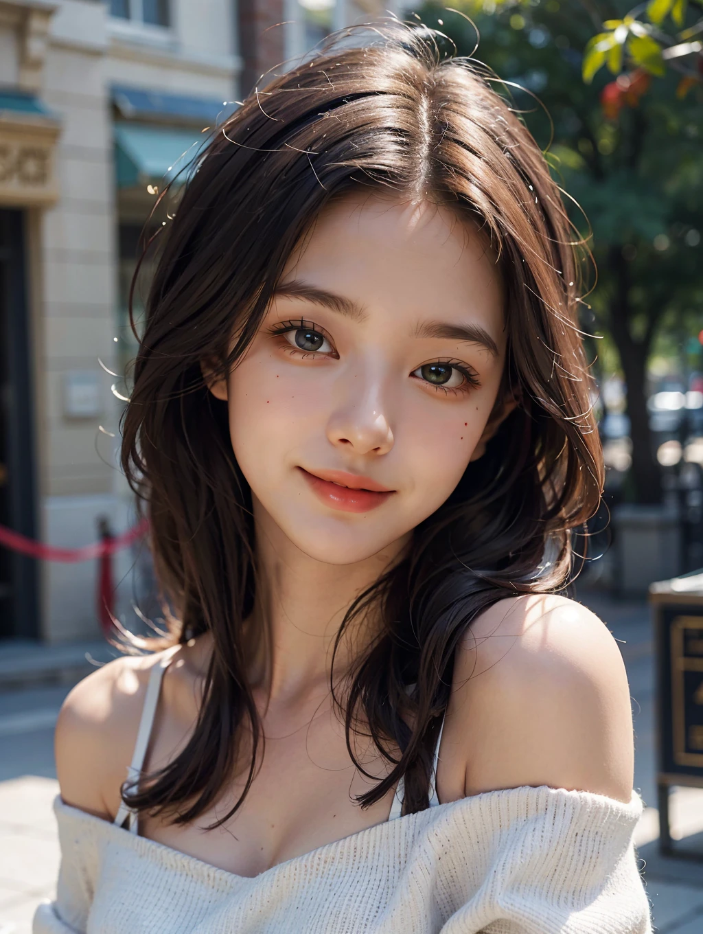 1girl, offshoulder, smile, cute, waist up
best quality, masterpiece, (photorealistic:1.4)