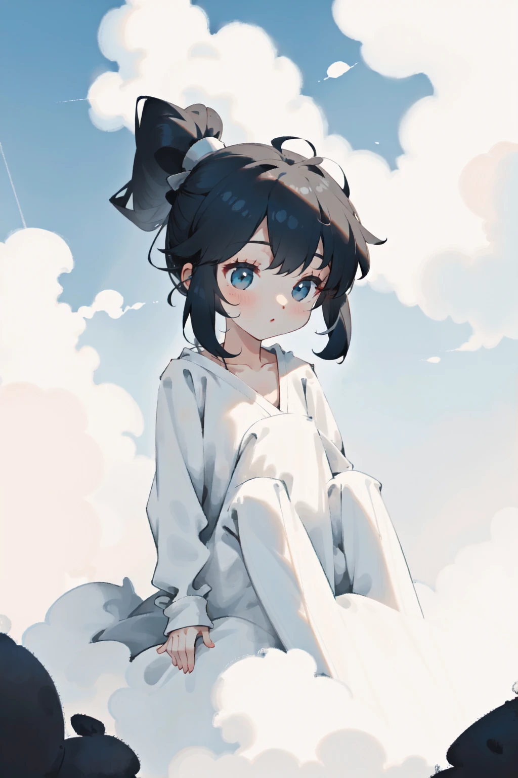 A girl , cloud,female focus
