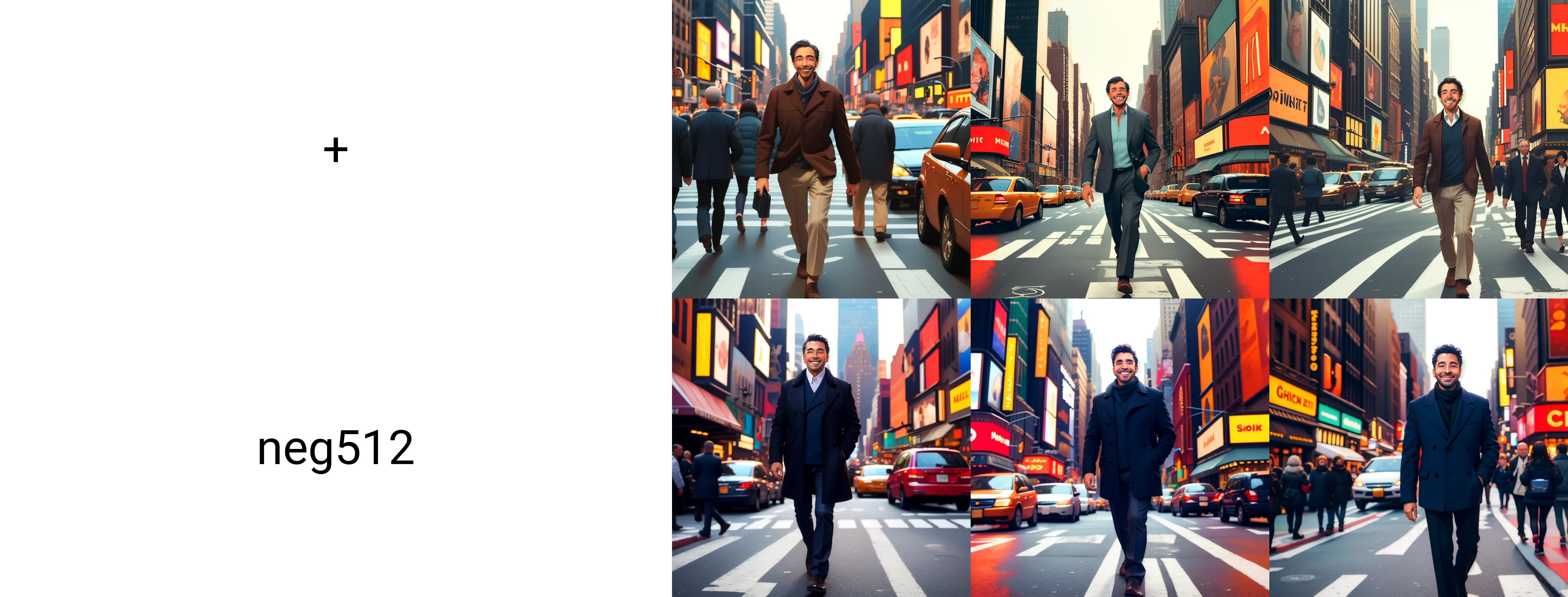 Masterpiece, a man smiling and walking across a busy city street in New York City