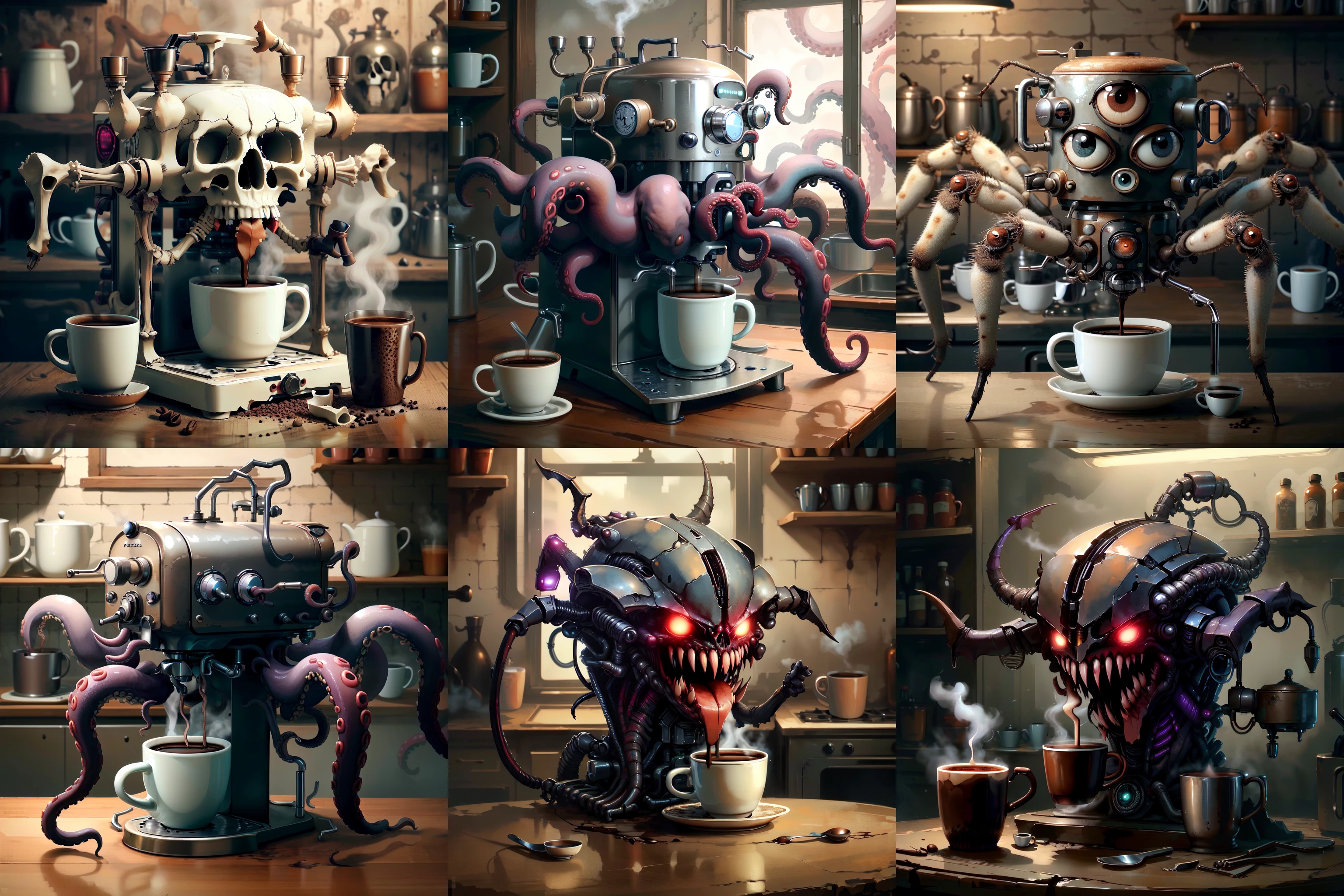 <lyco:HorrorBundlev4:0.9> boneyardai ,demonmawAI coffee machine