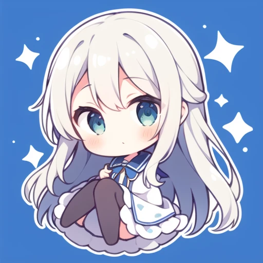 1girl, solo,starry sky, floating, chibi