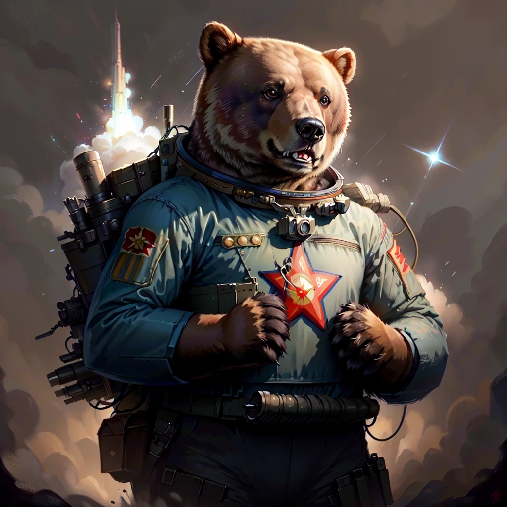 <lora:SovietPunkAIv2:.9>  SovietPunkAI bear cosmonaut