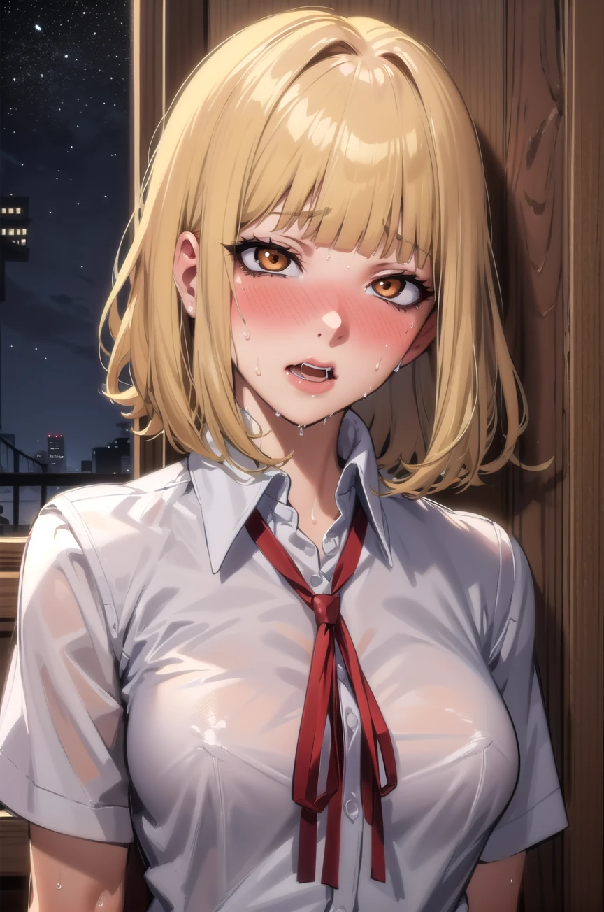 (masterpiece,best quality, detailed), 1girl, solo, indoors, night, upper body, sweat, ahegao, rolling eyes, blush, wet shirt,
midorikawa hana, neck ribbon, collared shirt, school uniform, <lora:ahegao_v1:0.8>