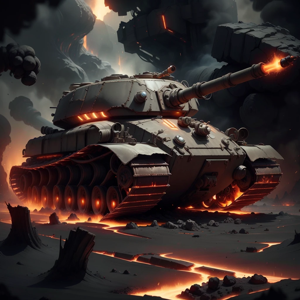 <lora:MagmaTech-20:0.8>,MagmaTech, lava, dark steel,scifi,
tank in a battlefield