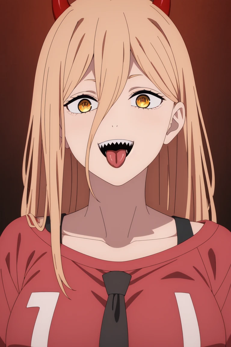 BoBa
((best quality)), ((masterpiece)), (detailed)
<lora:BoBaV2:0.75>
1girl, bangs, black_necktie, collared_shirt, demon_girl, demon_horns, formal, horns, long_hair, looking_at_viewer, necktie, open_mouth, power_\(chainsaw_man\), red_background, red_sky, red_theme, ringed_eyes, sharp_teeth, shirt, smile, solo, teeth, tongue, tongue_out, yellow_eyes
