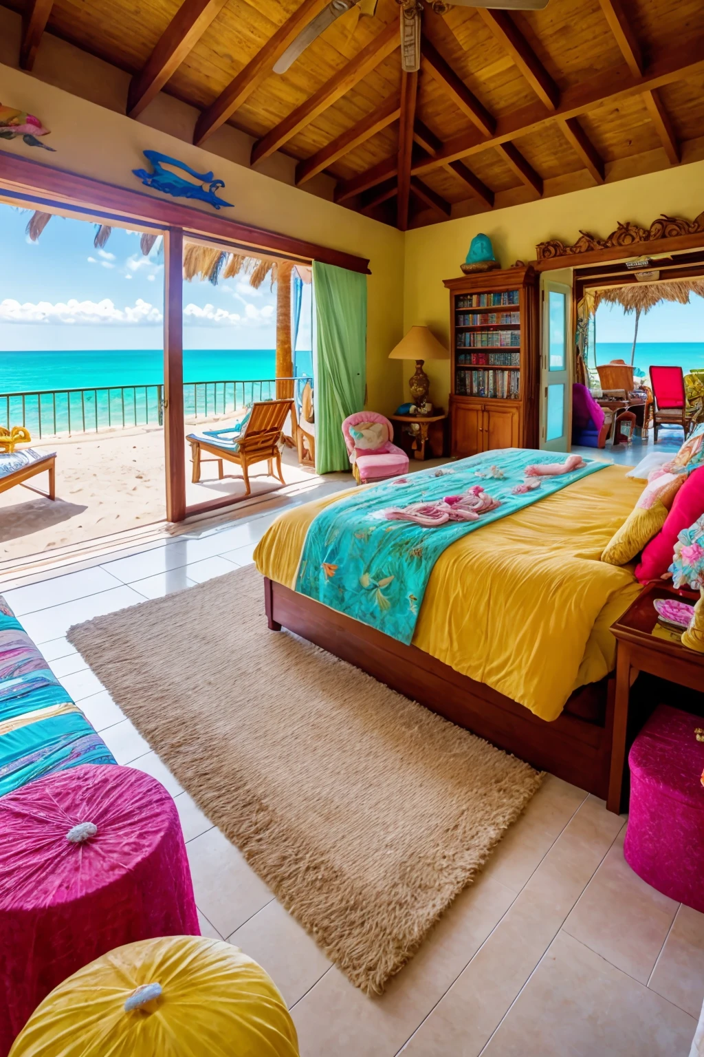 beach party (bright sunny morning) (Style-Luxury:0.7)
(tropical beach home bedroom:1.1)
(masterpiece:1.1) (best quality) (detailed) (intricate) (8k) (HDR) (cinematic lighting) (sharp focus:1.1) (Clutter-Home:1)