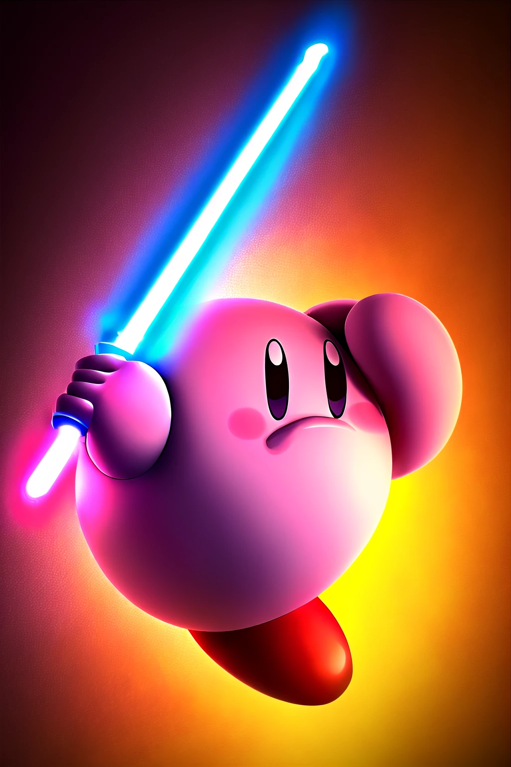 Highly detailed, High Quality, Masterpiece, beautiful,  lightsaber, <lora:UnlimitedBladeWorksv0.4:0.8>, Kirby, <lora:Char_Kirby_Kirby:0.6>