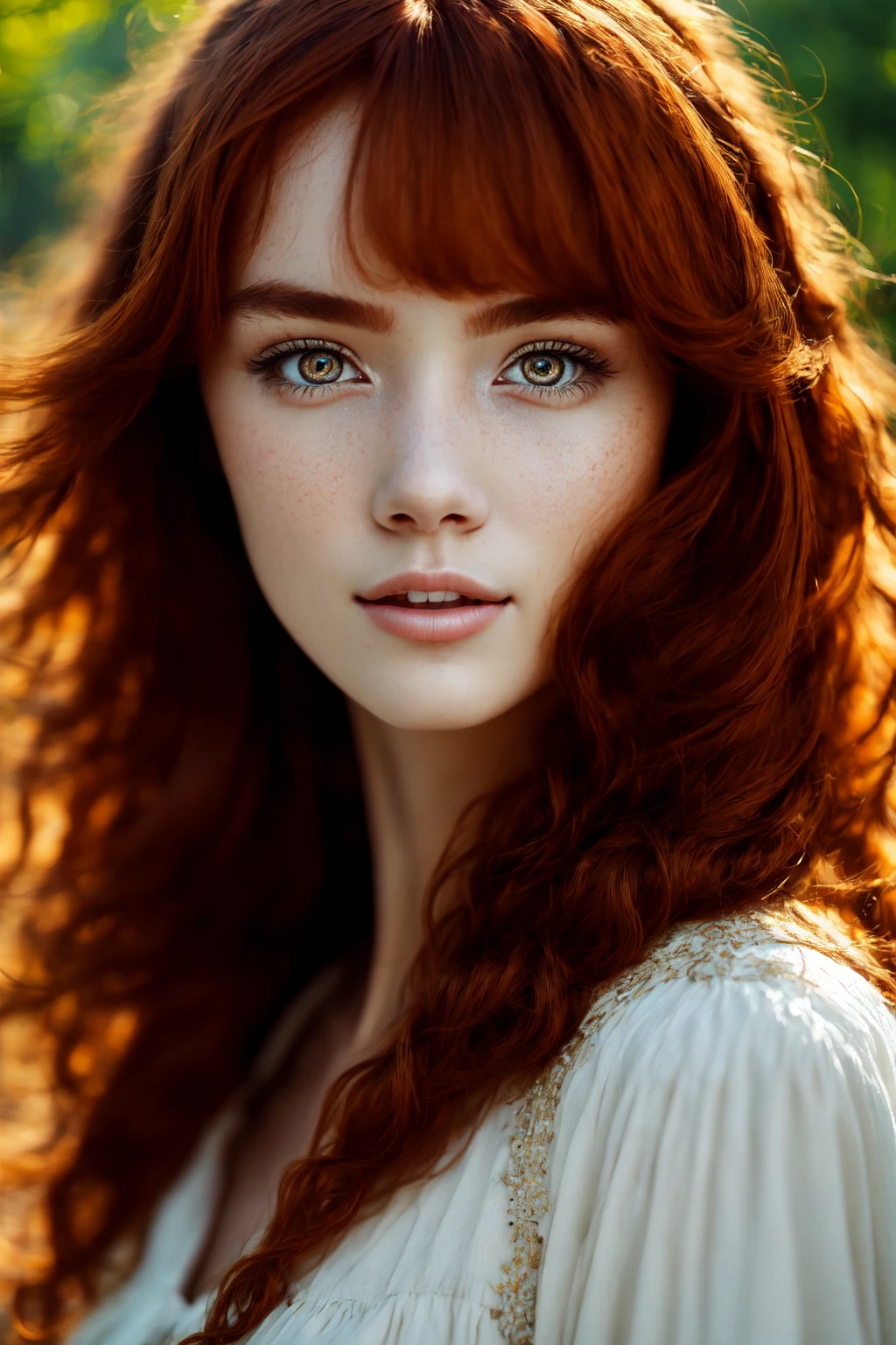 (masterpiece, best quality, ultra-detailed, highres),sidelighting,1girl, solo, auburn hair,  depth_of_field,very detailed background,extreme light and shadow,(detailed eyes), detailed hair, detailed face, dynamic angle, wide shot, upper body,