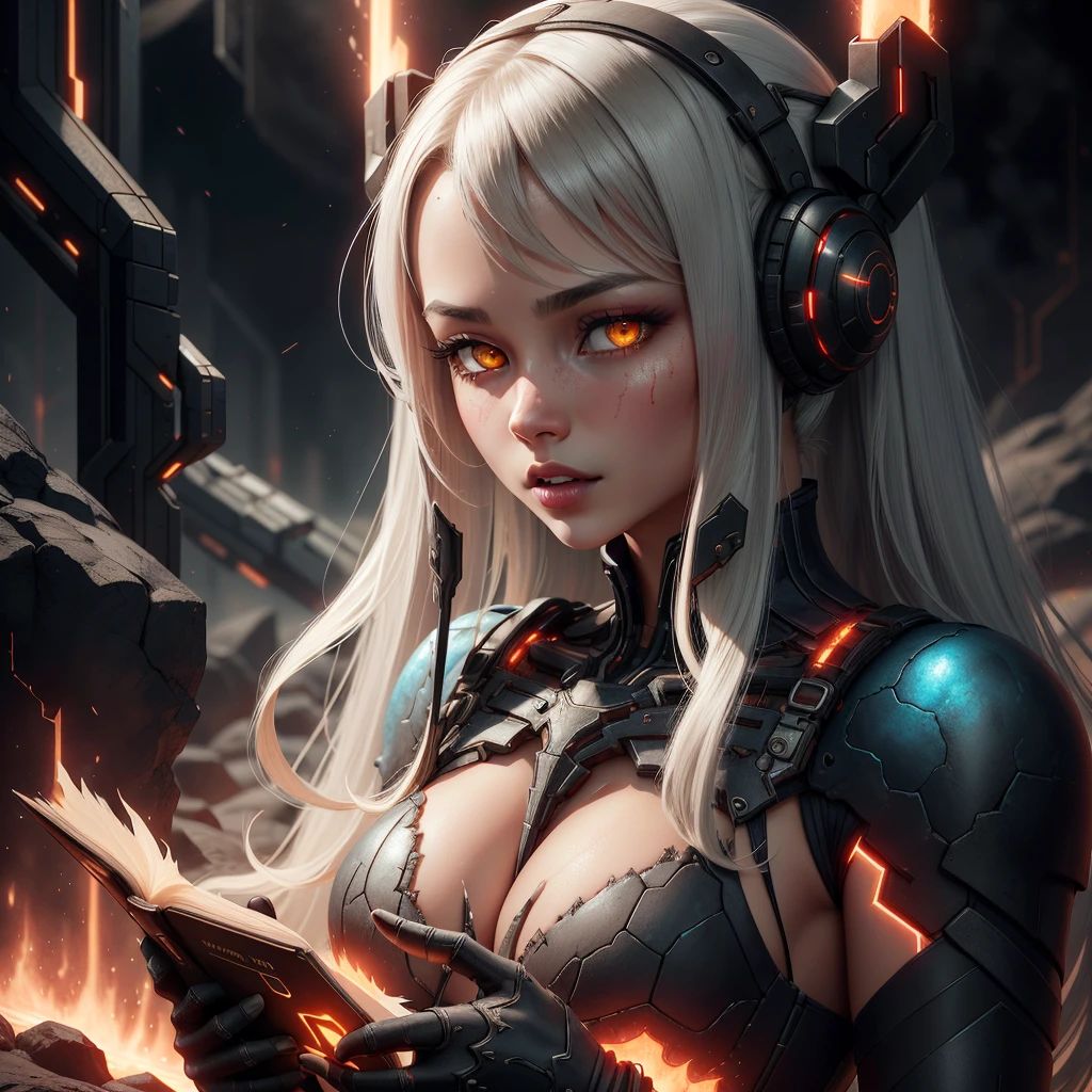 <lora:MagmaTech-20:0.8>,MagmaTech,
lava,black steel,scifi, blazing,
,scholar , scroll, 1girl,long hair, blue skin,white hair, glowing eyes, yellow eyes,