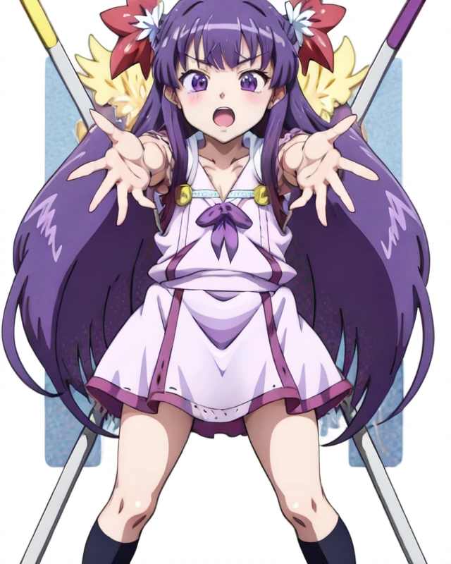 masterpiece,(best quality, high quality, highres:1.2), dynamic_pose, megami_magazine, (white outline vector art:1.2),(anime_coloring:1.4), (purple hair girl:1.4)
(dark Bald head mature fat man with fundoshi sunglasses :-1)