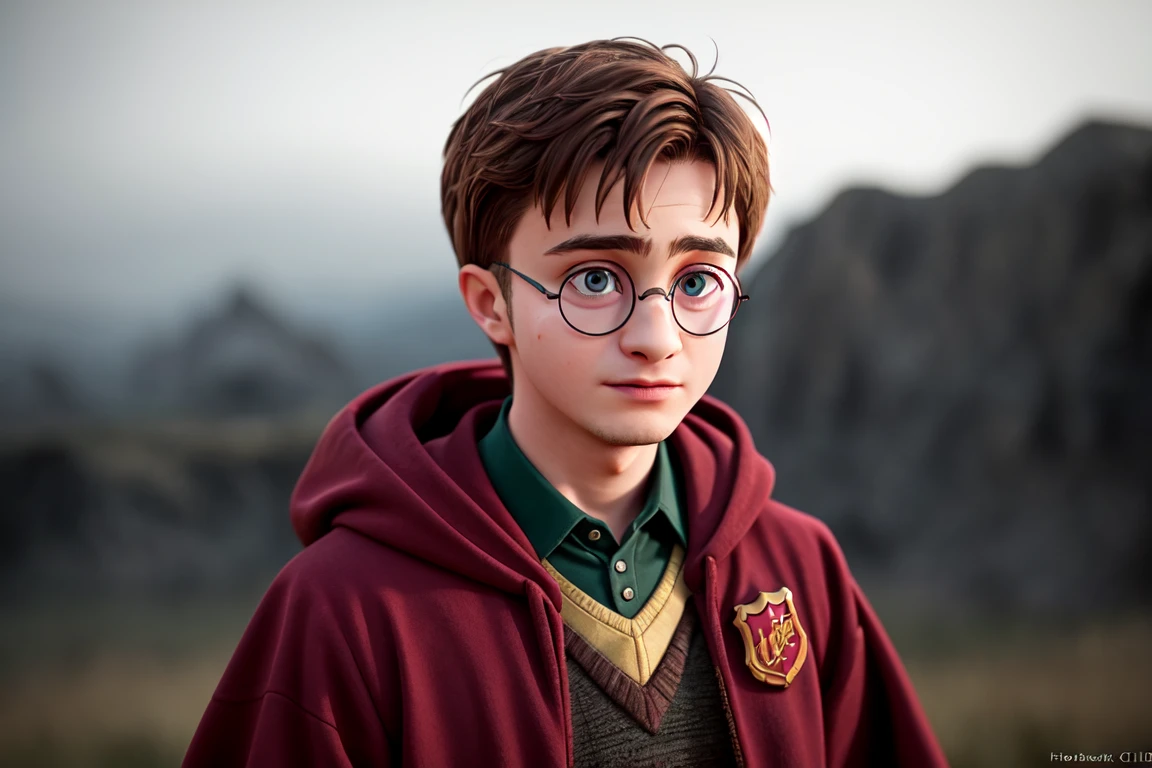 I want images of a boy. He is 11 years old and has just entered Hogwarts. He was assigned to Gryffindor house.
This boy has brown hair, clear green eyes, wears glasses and has a lightning-shaped scar on his forehead.