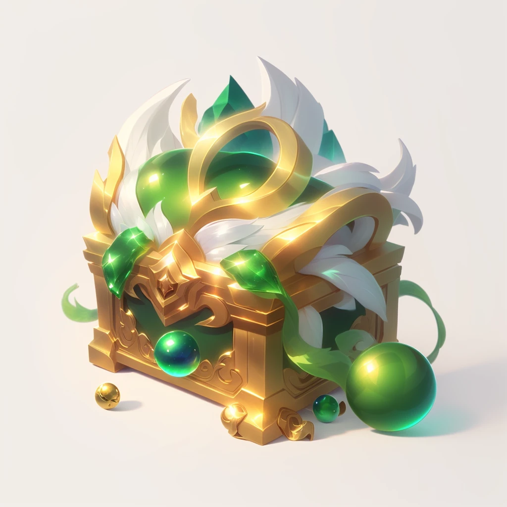 (Masterpiece, Top Quality, Best Quality, Official Art, Beauty of Beauty :1.2), (8k, Best Quality, Masterpiece :1.2), (((white background,)))
(item/baoxiang), Fantasy, there is a treasure chest in the shape of a green ball, (tail), <lora:baoxiang:0.5>