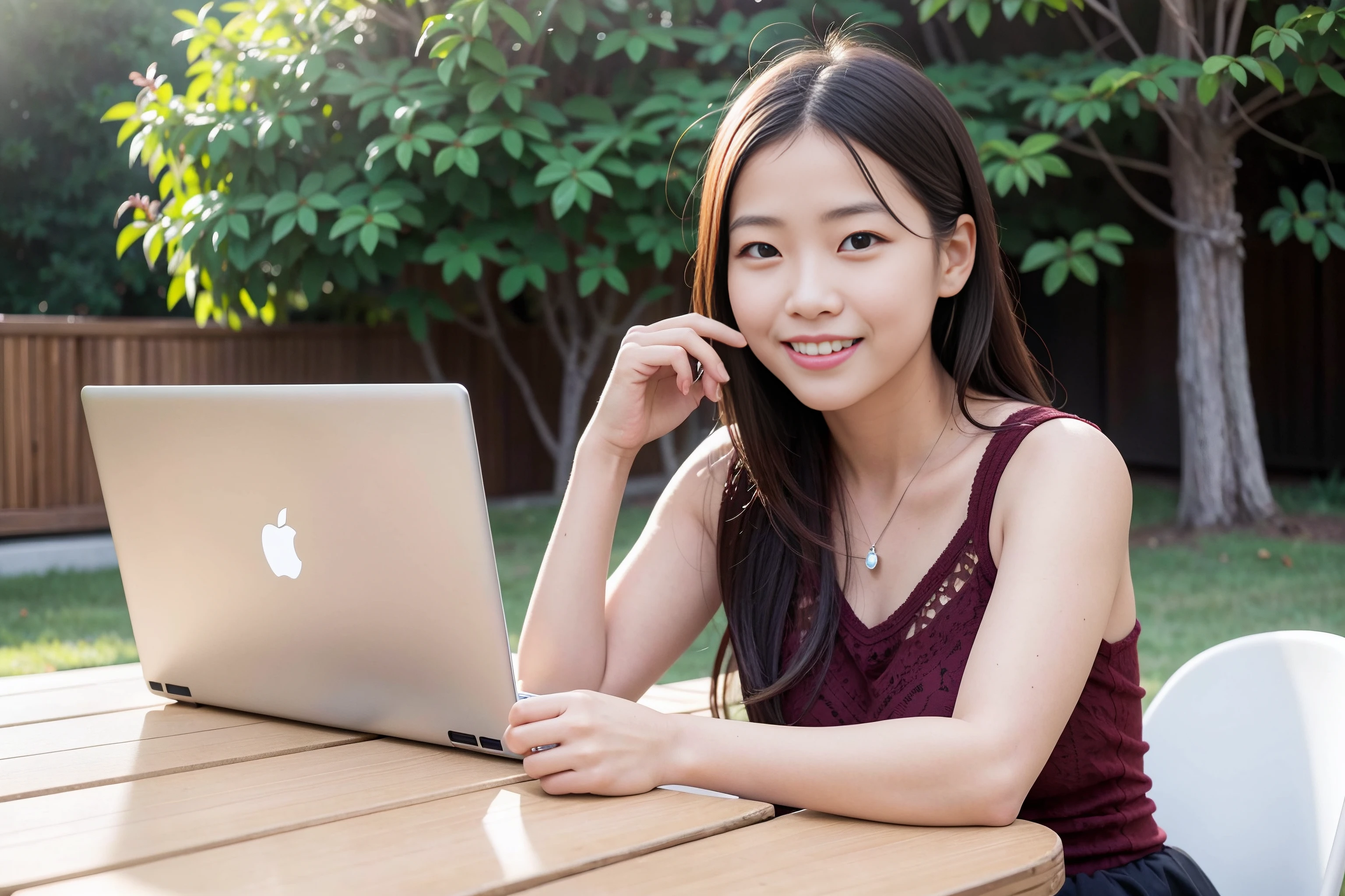 1girl sit with smile, laptop, ice coffee, outdoor, the most beautiful image ever seen, uhd, RAW, sharp focus, (photorealistic), best quality, ultra high res, masterpiece <lora:koreaface10:0.8>