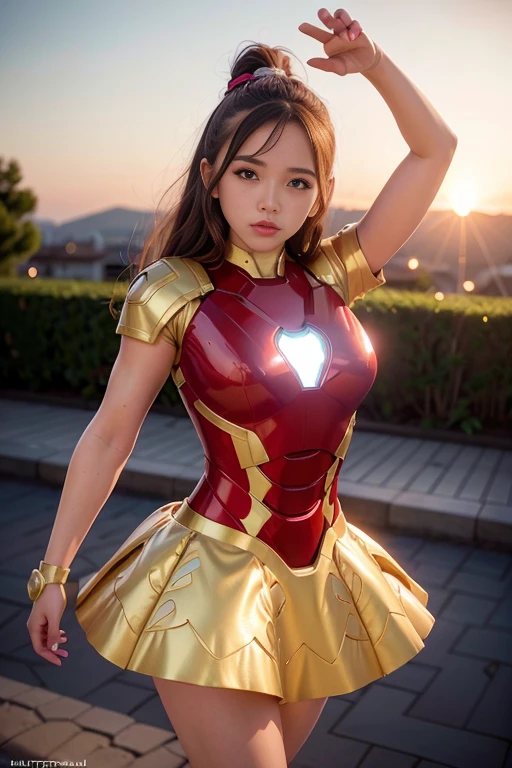 <lora:betterCuteAsian03:0.3>, (wearing ballet dress with tutu:1.2),(wearing irongirl_suit:1.2), sunset,
good hand,4k, high-res, masterpiece, best quality, head:1.3,((Hasselblad photography)), finely detailed skin, sharp focus, (cinematic lighting), night, soft lighting, dynamic angle, [:(detailed face:1.2):0.2], medium breasts, outside,  <lyco:irongirl_ballet_suit:0.35>