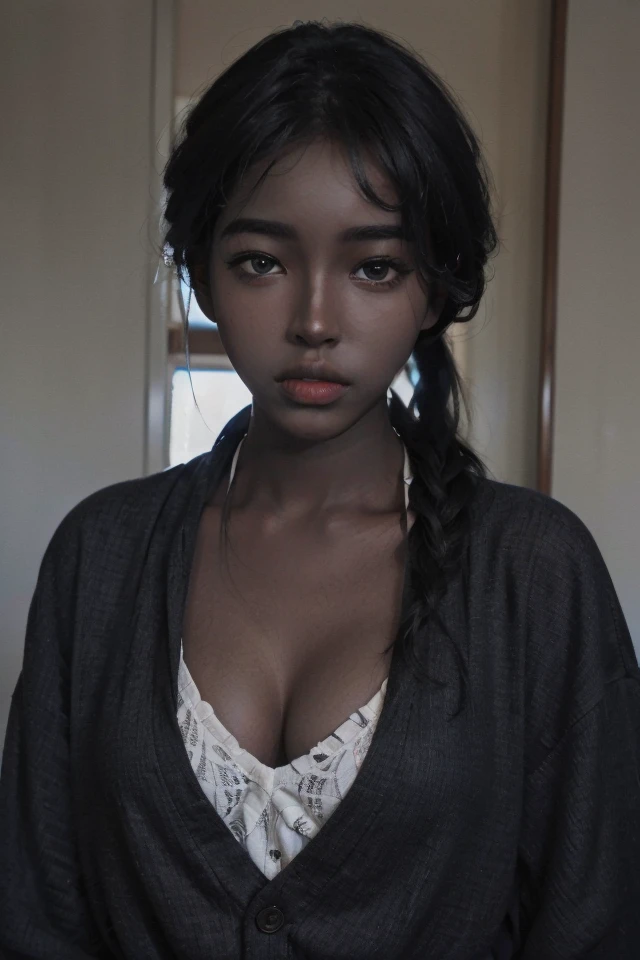 best quality, masterpiece, ultra high res, (photorealistic:1.4), RAW photo, 1girl,(black sister),Black skin, black race,FilmG,<lora:LolaChuil1:0.8:KEEPCHAR> <lora:Astia2:0.7:PALETTE>,
