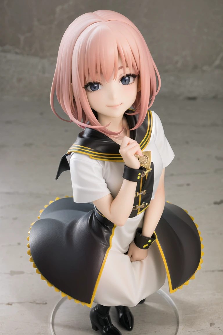 best quality, masterpiece, solo, 1girl, <lora:popupparade-10:0.9>, looking at viewer, (from above:1.4), light smile,