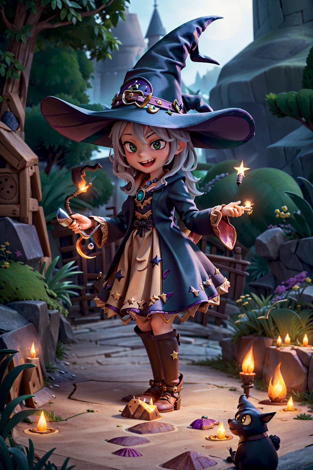 masterpiece, high quality, best quality, WitchcraftPunkAI, cute, magical, whimsical, enchanting, broomstick, spells, potions, black cat, pointy hat, striped stockings, sparkles, spellbooks, mischief, charm, witchcraft, spellcasting, mystic rituals, witchy accessories, bewitching, playful, mysterious, sorcery, wands, cackles, magical brews <lora:WitchcraftPunkAI:0.6>
