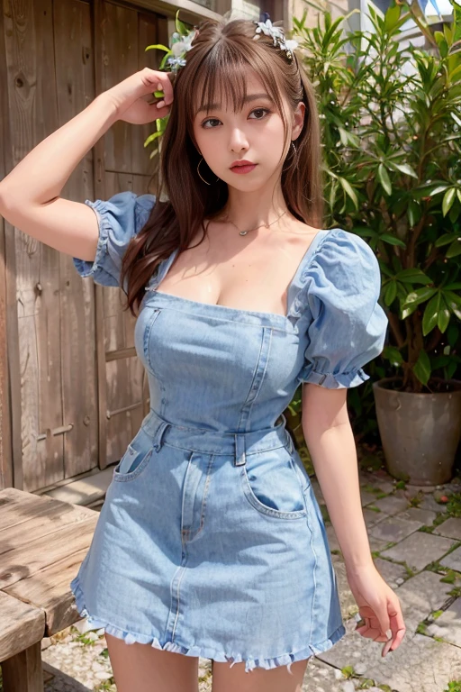 <lora:betterCuteAsian03:0.3>, woman posing for a photo, (wearing puff_dress, wearing jeans_dress:1.3), green puff_dress,
good hand,4k, high-res, masterpiece, best quality, head:1.3,((Hasselblad photography)), finely detailed skin, sharp focus, (cinematic lighting), collarbone, night, soft lighting, dynamic angle, [:(detailed face:1.2):0.2],(((5 stars hotel))), outside,     <lora:puff_dress-10:0.5>  <lora:jeans_dress:0.4>