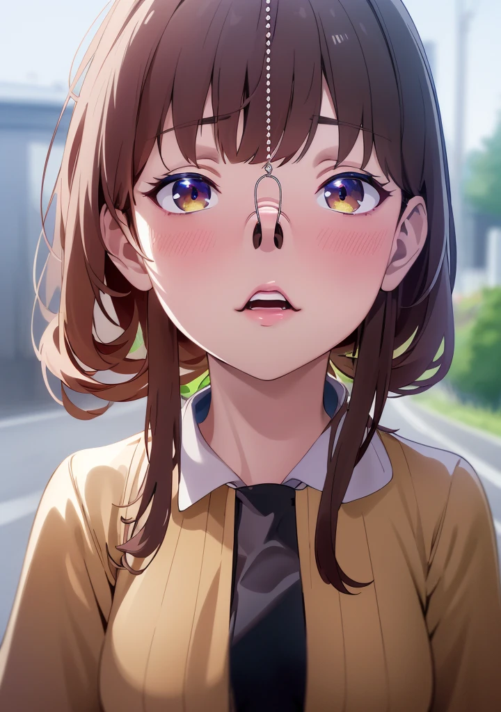 masterpiece, highres,high-resolution,4k, 4l,4k portrait, 8k,8k portrait,unity 8k wallpaper, extremely detailed CG,unity 8k wallpaper,realistic, RAW photo, real person,
portrait photography,photorealistic,detailed skin, (best quality, Ultradetailed:1.2),anime  girl,   <lora:NosehookV5:0.75>((((upper body))))stand up down,ROAD