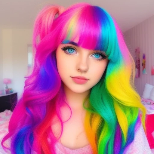 realistic, beautiful girl in messy bedroom, full body, colorful hair, (realistic face, perfect eyes, perfect face:1.1), colourful hair
<lora:eGirls_v3:0.5>