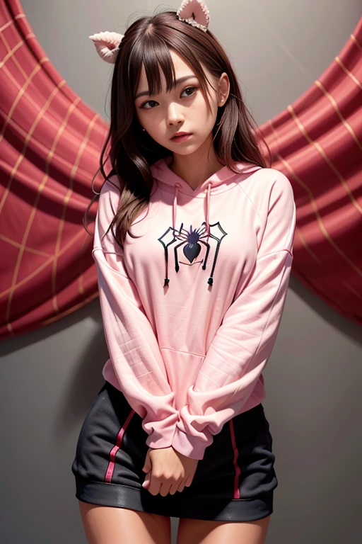 <lora:betterCuteAsian03:0.3>, a woman ,  (wearing oversized_hoodie:1.3),(wearing pink and black spiderwoman_cosplay_outfit:1.3), 
good hand,4k, high-res, masterpiece, best quality, head:1.3,((Hasselblad photography)), finely detailed skin, sharp focus, (cinematic lighting), night, soft lighting, dynamic angle, [:(detailed face:1.2):0.2],(((photography set))),    <lyco:spiderwoman_hoodie_outfit-10:0.35>