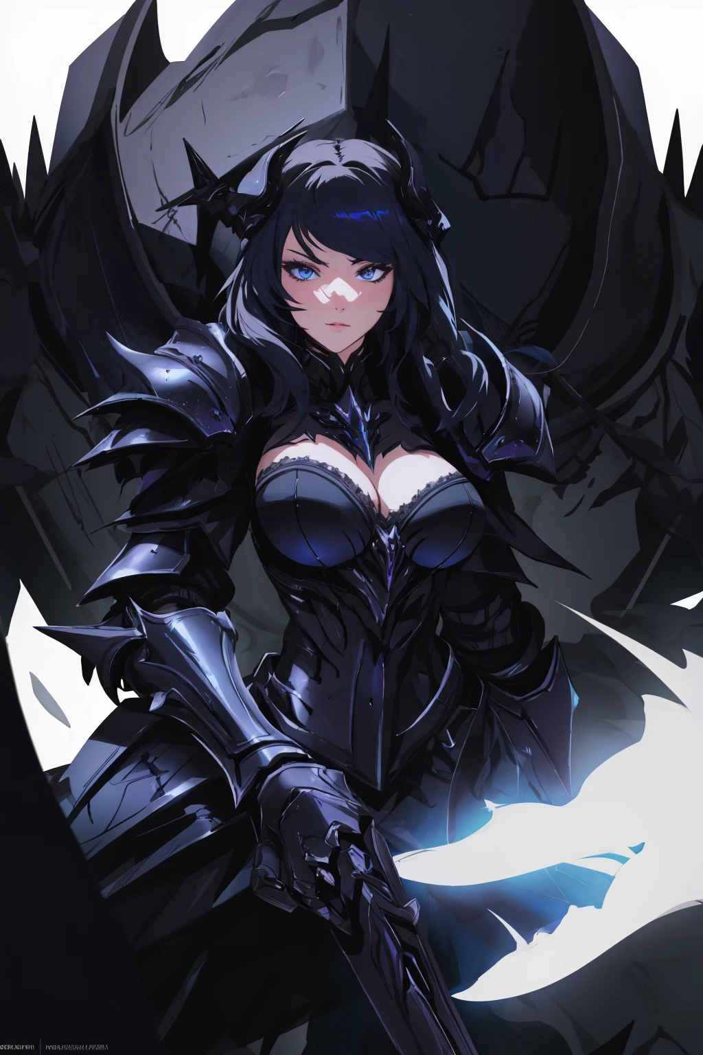 4K, Masterpiece, highres, absurdres, edgDeathKnight,a woman in dark armor ,wearing edgDeathKnight armor, <lora:edg_DeathKnight:0.75>