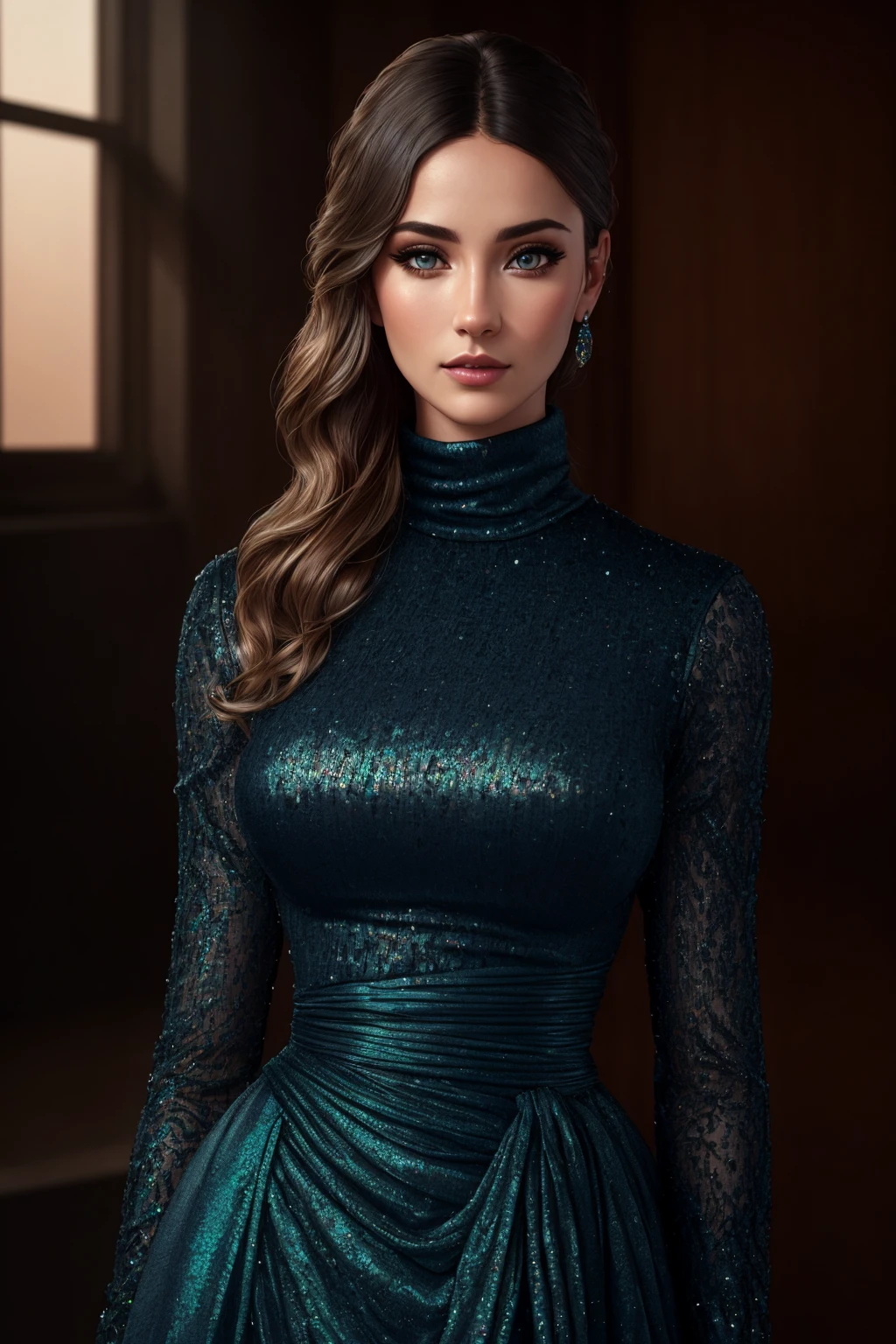 Masterpiece, absurdres,award winning photo, extremely detailed, amazing, fine detail, ((extremely detailed eyes and face)), by lee jeffries nikon d850 film stock photograph 4 kodak portra 400 camera f1.6 lens rich colors hyper realistic lifelike texture dramatic lighting unrealengine trending on artstation cinestill 800 tungsten, beautiful woman,Haute_Couture, designer dress, woman wearing a Haute_Couture dress,turtleneck_style, front view, cowboy shot
<lora:Haute_Couturev2:0.75>