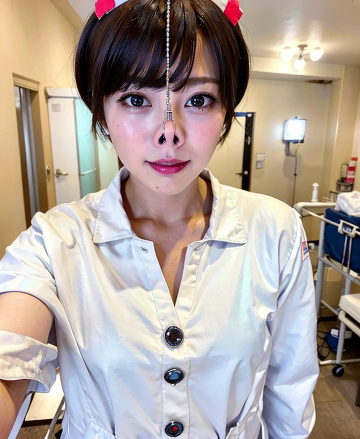 masterpiece, highres,high-resolution,4k, 4l,4k portrait, 8k,8k portrait,unity 8k wallpaper, extremely detailed CG,unity 8k wallpaper,realistic, RAW photo, real person,
portrait photography,photorealistic,shiny skin,detailed skin, (best quality, Ultradetailed:1.2),very young ,kawaii girl,r, <lora:photo-nosehookv1:0.65>(((upper body))),live stage,(head,shoulder,bust,waist,belly,hip)smile,teeth,stand up,(((big eye))),((((lighting face)))), <lora:Cute Asian Face:0.4>((((white nurse suit))))(((hospital room)))((short hair))close mouth,smile,