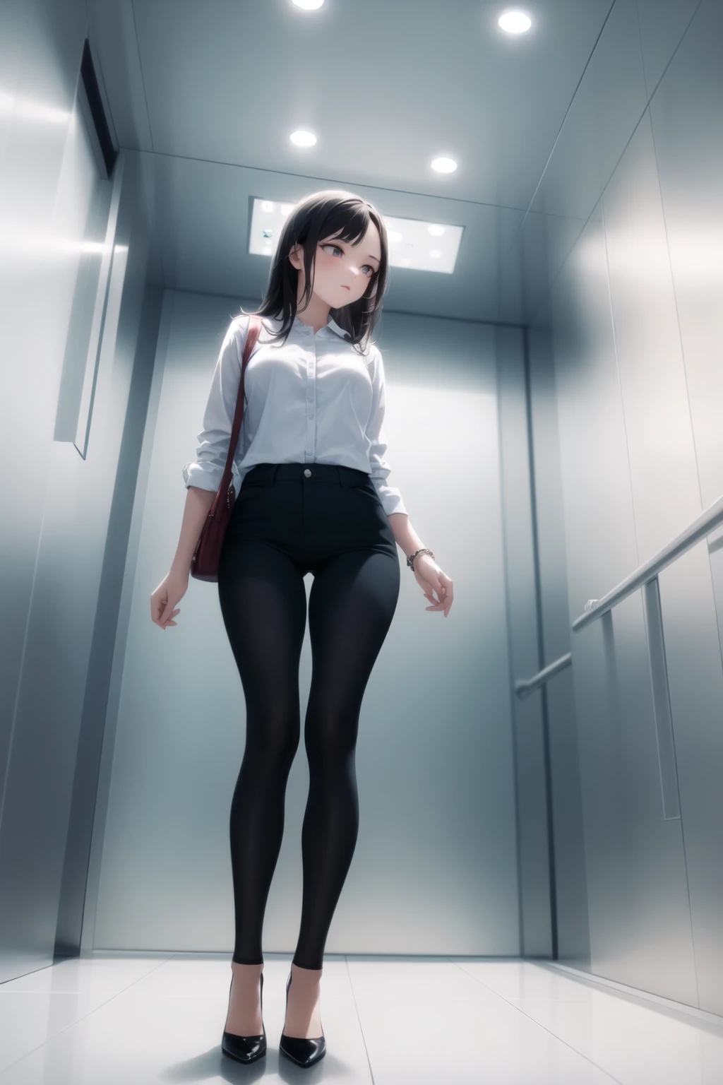 1girl, elevator, from below, ceiling light, control panel,
<lora:elevator_v0.4-locon-000007:1>, masterpiece, best quality, highly detailed