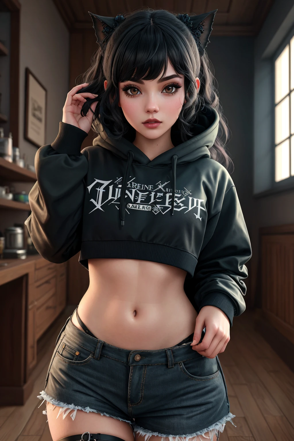 Masterpiece, absurdres,8k, extremely detailed, amazing, fine detail,correct anatomy,
([hoodie|GothGal]::0.75),closeup,
a woman wearing a GothGal_hoodie,
 <lora:DarkHoodies:0.75>