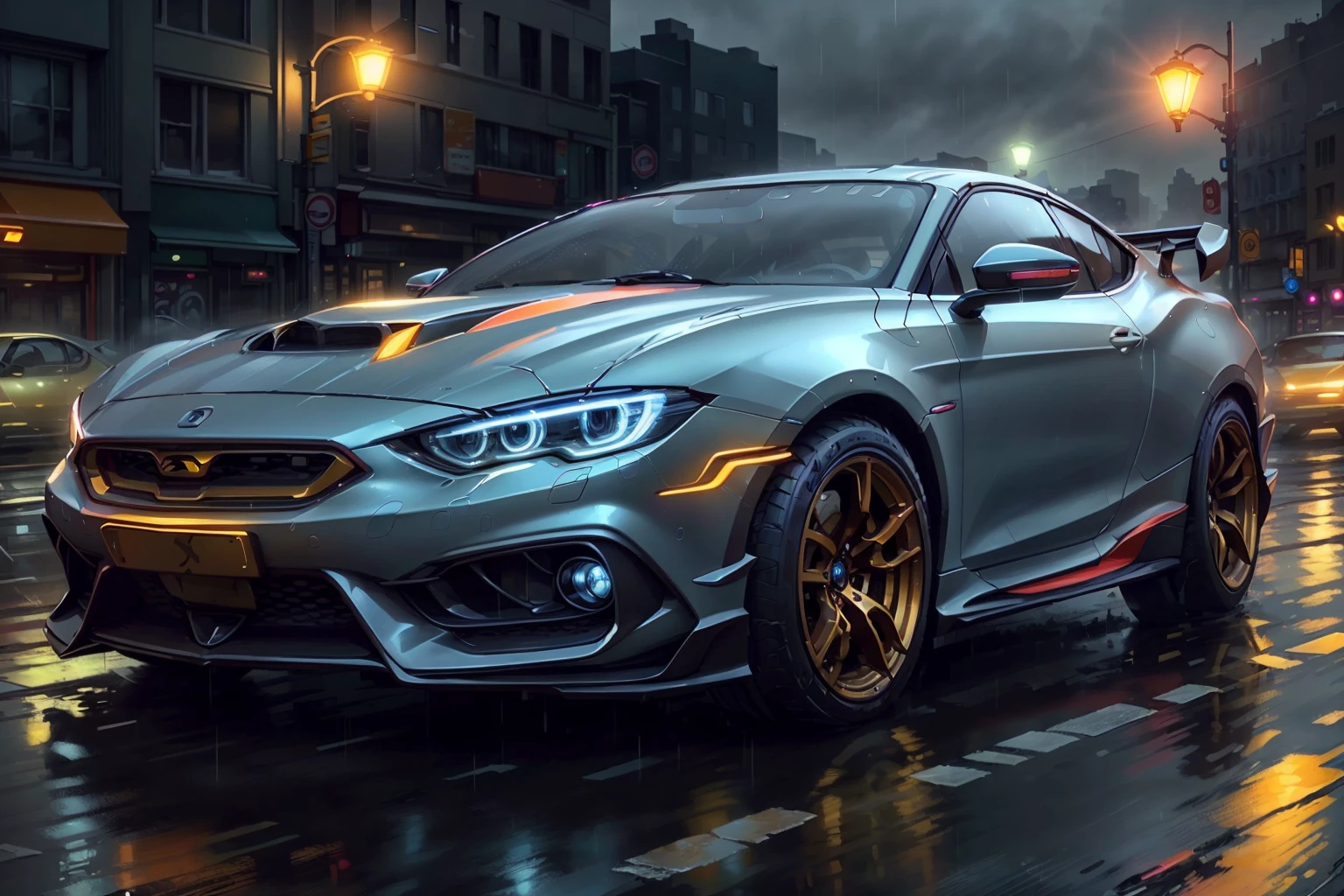 <lora:CnCGDIAIv2:.8> CnCGDIAI a sport car in street city at night, neons, rain, fog