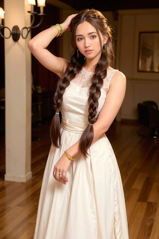 (long_braid_hairstyle:1.3),woman posing for a photo, wearing wedding dress,
good hand,4k, high-res, masterpiece, best quality, head:1.3,((Hasselblad photography)), finely detailed skin, sharp focus, (cinematic lighting), night, soft lighting, dynamic angle, [:(detailed face:1.2):0.2],(((in hair salon))),  <lora:long_braid_hairstyle-10:0.5>