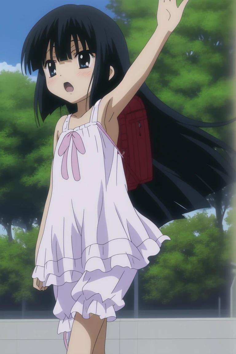<lora:KodomoNoJikan_kagami kuro:0.7> kagami kuro, (backpack), (nightgown), 8k, masterpiece, absurdres, anime,