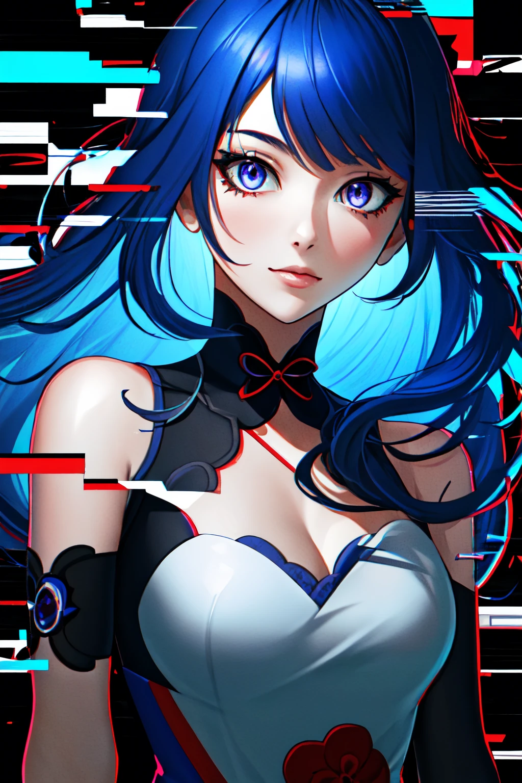 Highly detailed, High Quality, Masterpiece, beautiful, Glitching, glitch, <lora:Glitching:1>, 1girl, solo, Raiden_Shogun_\(genshin impact\), Raiden_Shogun:1.2, blue hair, long hair, <lora:Char_GenshinImpact_RaidenShogun:0.8>