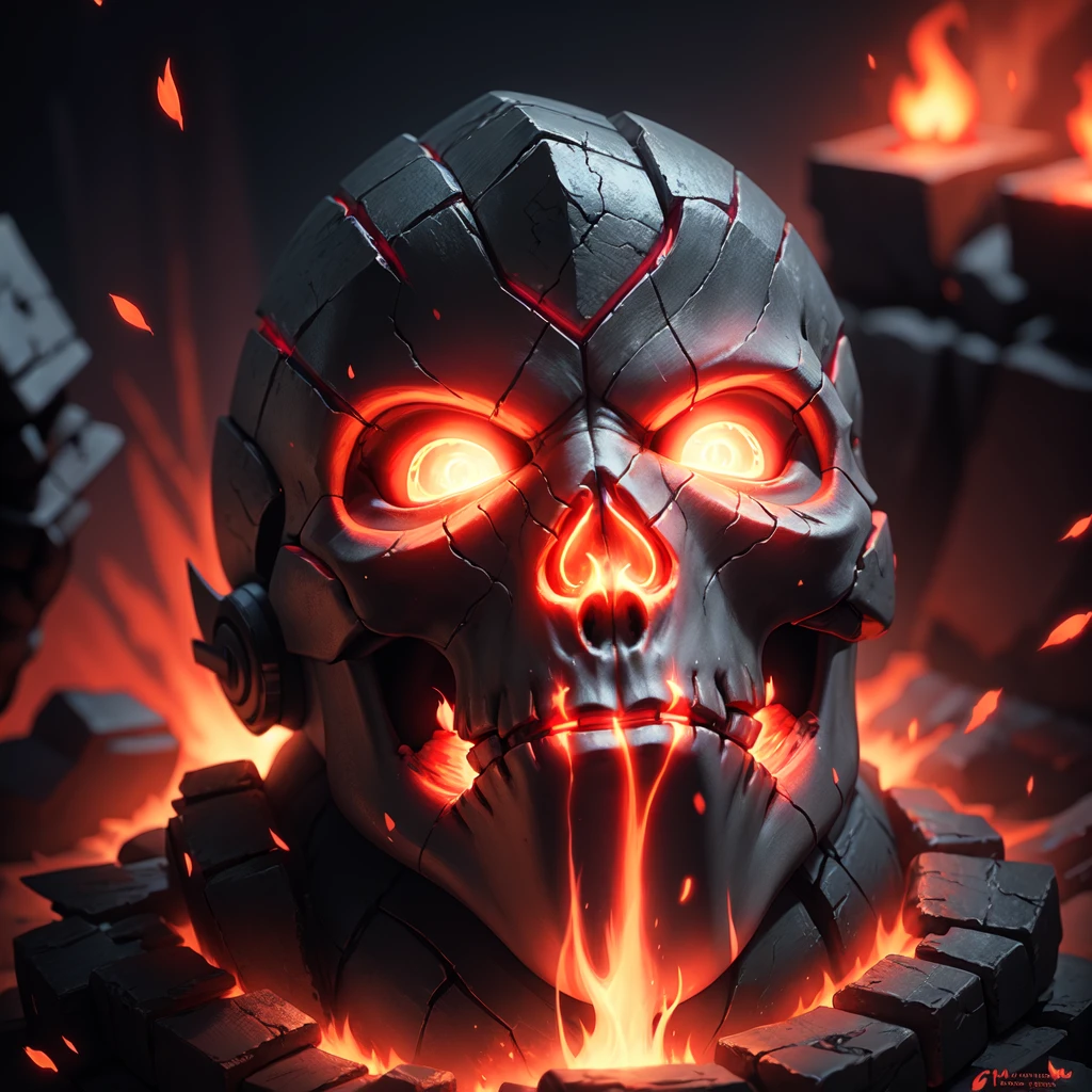 A skull with red gl0w1ngR